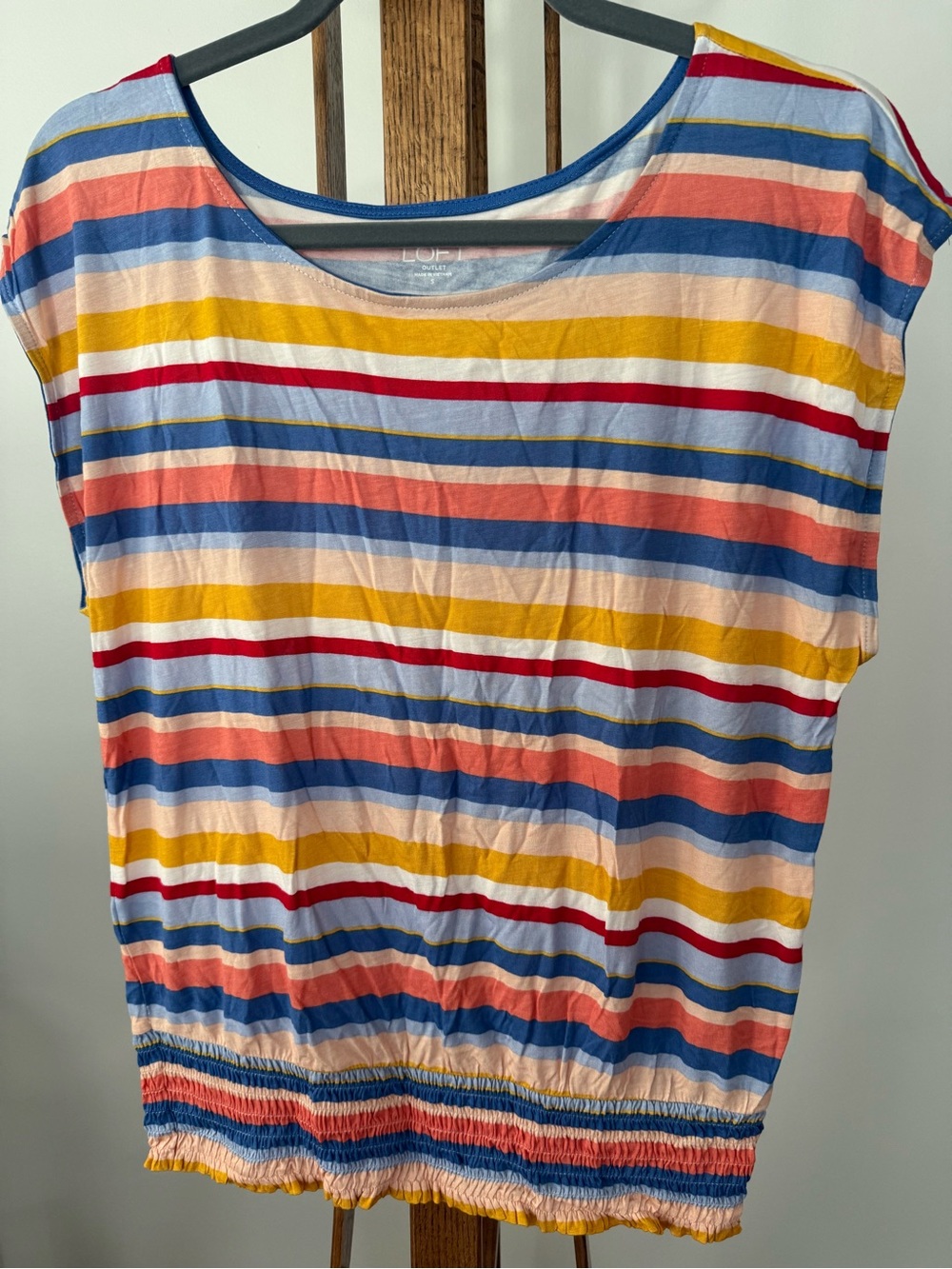 LOFT Multi-Stripe Sleeveless Tank in Blue, Yellow, Coral, Red, Cream